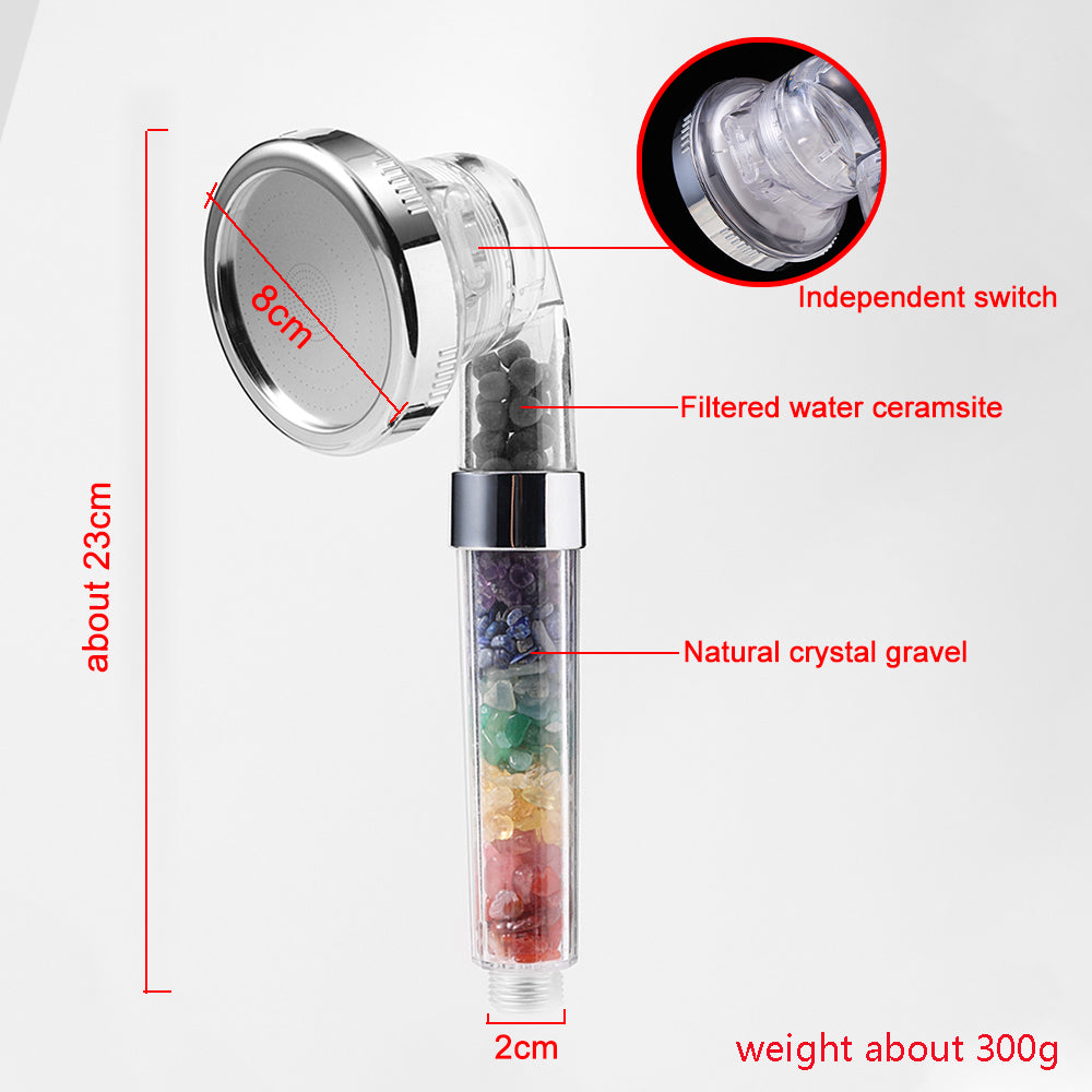Chakra crystal filtered showerhead