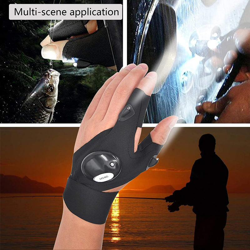 LED Fingerless Gloves Flashlight (Waterproof)